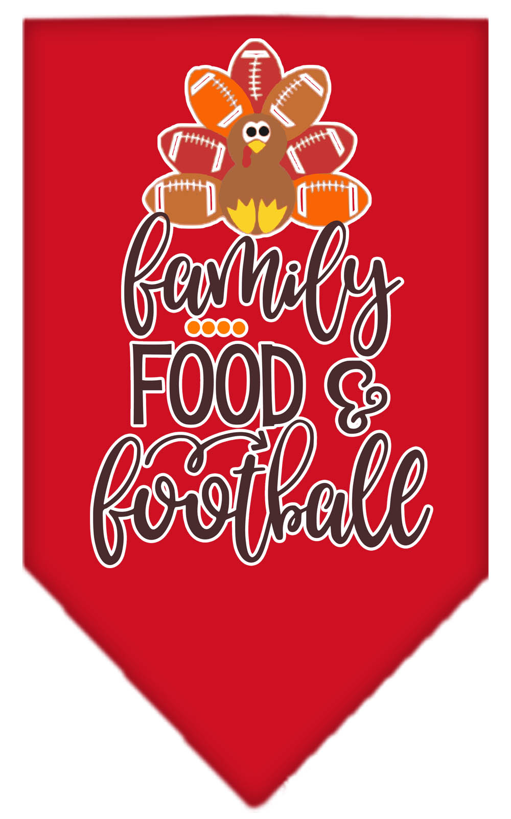 Family, Food, and Football Screen Print Bandana Red Large
